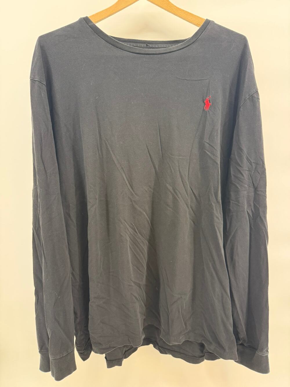 Vintage Polo Ralph Lauren Black Long Sleeve Crewneck T-Shirt Men's 2XL Logo